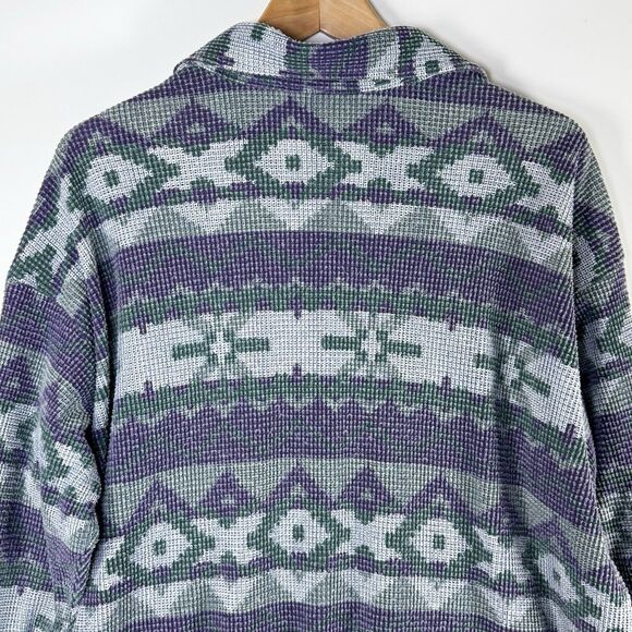 Vintage Focus Wear Womens Large Southwest Aztec Waffle Knit Shirt Made in USA - Picture 5 of 11